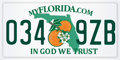 FL license plate 0349ZB