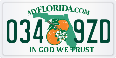 FL license plate 0349ZD