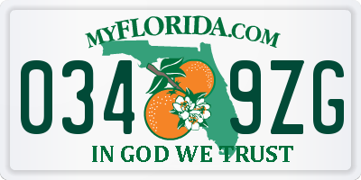 FL license plate 0349ZG