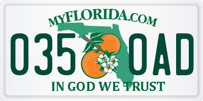 FL license plate 0350AD
