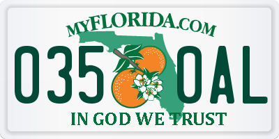 FL license plate 0350AL