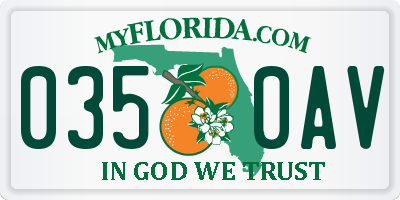 FL license plate 0350AV