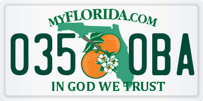 FL license plate 0350BA