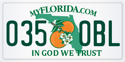 FL license plate 0350BL