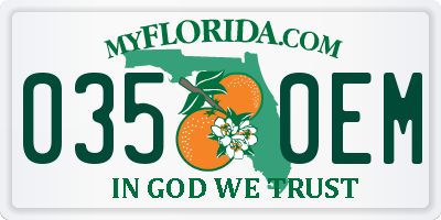 FL license plate 0350EM