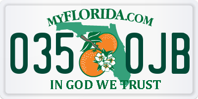 FL license plate 0350JB