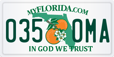 FL license plate 0350MA