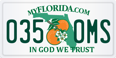 FL license plate 0350MS
