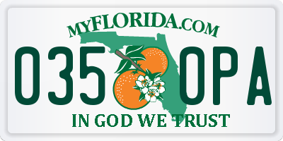 FL license plate 0350PA