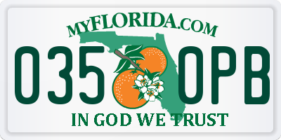 FL license plate 0350PB