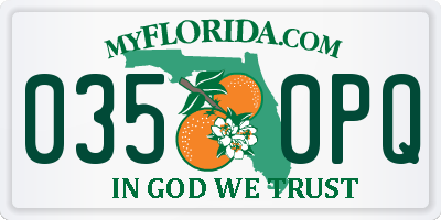 FL license plate 0350PQ
