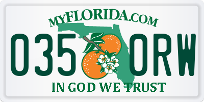FL license plate 0350RW