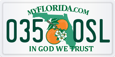 FL license plate 0350SL