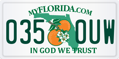 FL license plate 0350UW