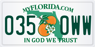 FL license plate 0350WW