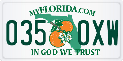 FL license plate 0350XW