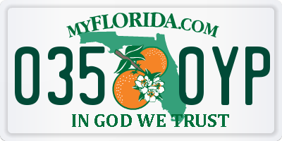FL license plate 0350YP