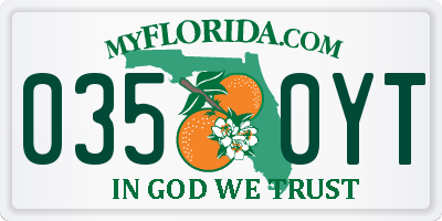 FL license plate 0350YT