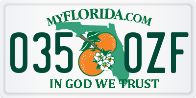 FL license plate 0350ZF