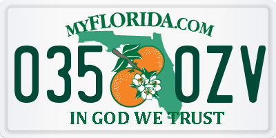 FL license plate 0350ZV