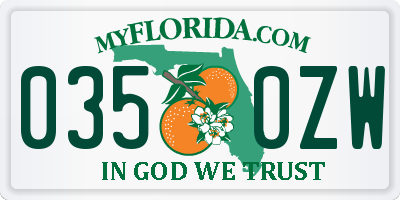 FL license plate 0350ZW