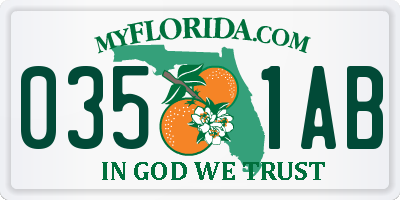 FL license plate 0351AB