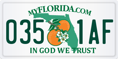 FL license plate 0351AF