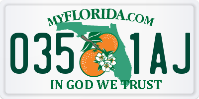 FL license plate 0351AJ