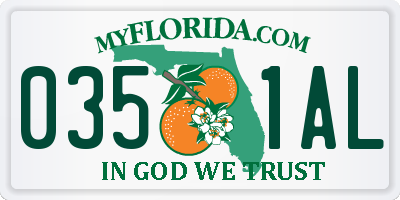 FL license plate 0351AL