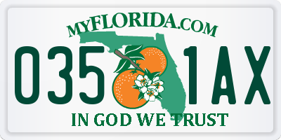 FL license plate 0351AX