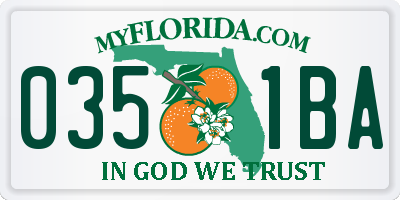 FL license plate 0351BA
