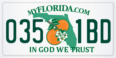 FL license plate 0351BD