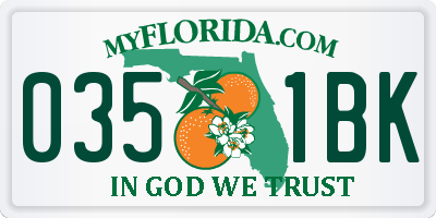 FL license plate 0351BK