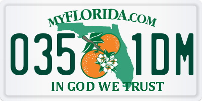 FL license plate 0351DM