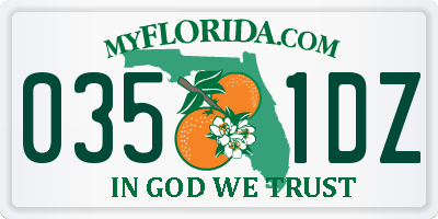FL license plate 0351DZ