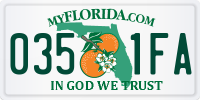 FL license plate 0351FA