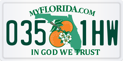 FL license plate 0351HW