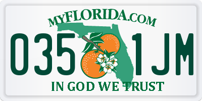 FL license plate 0351JM