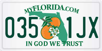 FL license plate 0351JX