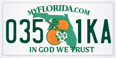 FL license plate 0351KA