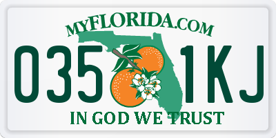 FL license plate 0351KJ