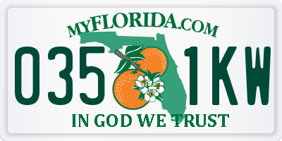 FL license plate 0351KW