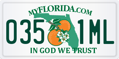 FL license plate 0351ML