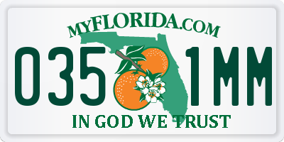 FL license plate 0351MM