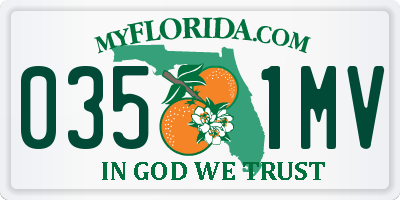 FL license plate 0351MV