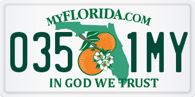 FL license plate 0351MY