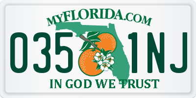 FL license plate 0351NJ