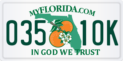 FL license plate 0351OK