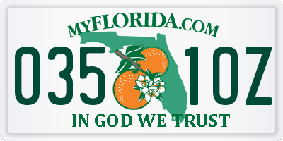 FL license plate 0351OZ