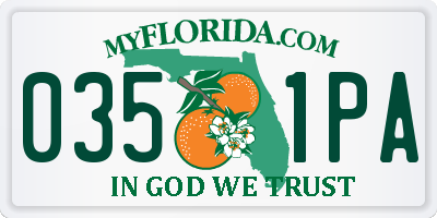 FL license plate 0351PA